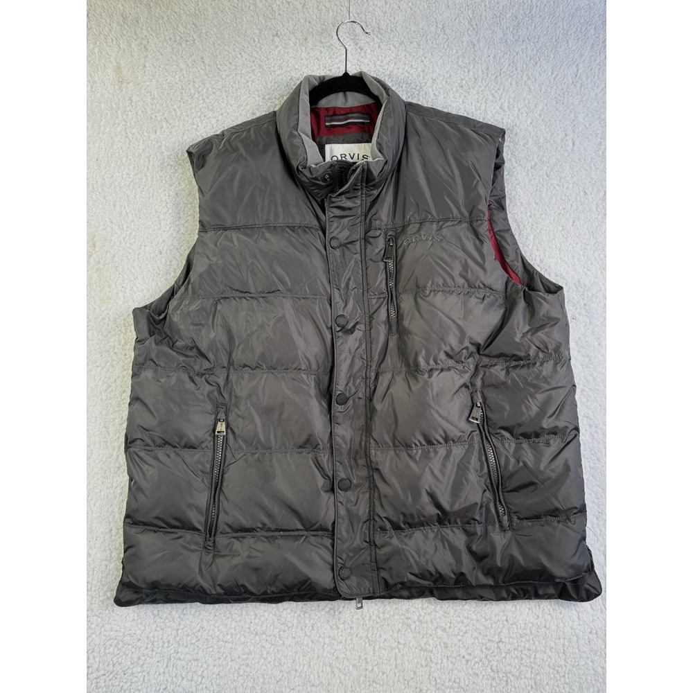Orvis Vest Men's XL Gray Full Zip Primaloft Puffer Lightweight Insulated